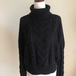 Forever 21 Black Cable Turtleneck Sweater
